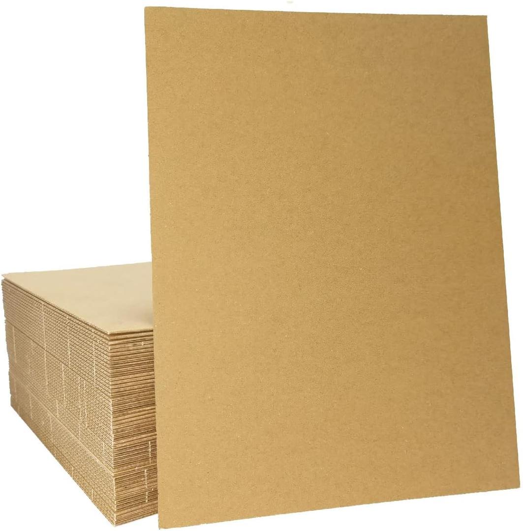 50 Packs 8x10 Inch Corrugated Cardboard Sheets, Premium Brown Kraft Corrugated Pads Cardboard Inserts Bulk Flat for T-Shirts, Shipping, Mailing, DIY Dcor and Crafts