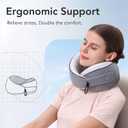 KPNEOL Travel Pillow, 100% Pure Memory Foam Travel Neck Pillow Airplane Neck Support Ergonomic Design for Traveling Suitable for Airplanes,Offices and Cars-Cooling Silk Grey Cover