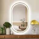 TheiaMo 40"x24" Oval LED Bathroom Mirror with Lights, Gold Anti Fog Lighted Vanity Mirror Wall Mounted, LED Oval Mirror with 3 Colors, Memory, ShatterProof, Front/Backlit, Horizontal/Vertical