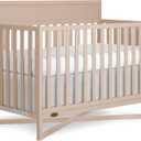 Dream On Me Owen 5-in-1 Convertible Full-Size Baby Crib in Almond Butter, GreenGuard Gold & JPMA, Converts to Toddler, Day, & Full-Size Bed Non-Toxic Paint, Safe Sleep Environment