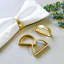 Stainless Steel Golden Napkin Rings Set of 12, Modernist Napkin Ring Holder for Wedding, Banquet, Metallic Adornment for Table Settings, Glossy Serviette Buckles Decor (Matte Gold Semicircle)