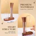 2 in 1 Incense Holder for Sticks with Glass Ash Catcher, Upside Down Anti-Ash Incense Stick Burner, Modern Vertical Incense Holder for Yoga, Spa, Meditation and Home Decor Reddish Brown