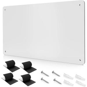 17.7" x 11.8" White Metal Magnetic Board - Magnet Bulletin Board to Display Magnetic Letters Numbers Animal, Poetry, Spice Jars, Notes, Photos, Suitable for Wall, Refrigerator, Cubicle, Cabinet
