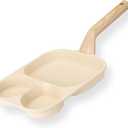 Egg Pan, Versatile 3 in 1 Non-Stick Omelet Pan, Breakfast Frying Pan for Eggs, Steak and Pancakes, Suitable for Gas Stove & Induction Cookware (Beige)