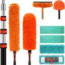 20ft High Ceiling Duster Kit with 4-12ft Heavy-Duty Extension Pole, Cobweb Duster, Ceiling Fan Duster, Window Squeegee & Cleaner, Microfiber Duster, Wall Mop for Home High Reach Cleaning