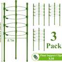 Legigo 3 Pack 24 Inch Plant Support Cages Tomato Cage for Garden- Plant Cages Adjustable Rings, Tomato Plant Support Stakes Trellis for Pots, Peppers, Cucumbers and Flowers with 10 Plant Clips