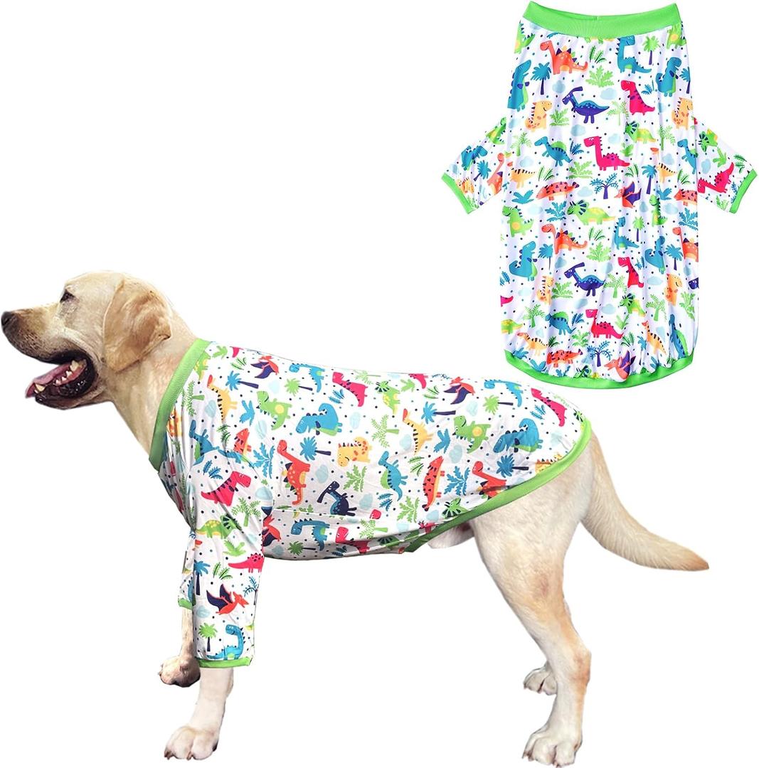 Dog Sleeveless T Shirt Colorful Dinosaur Prints Pet Vest Shirt Soft Stretchy Summer Clothes for Medium Dogs Boys Girls Clothes (Medium,Dinosaur)