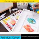 MEEDEN Ceramic Watercolor Palette: 33-Well Large Empty Professional Porcelain Paint Palette with Lid for Watercolor Acrylic Gouache, 13.5 x 10.8 Inch Mixing Tray for Studio