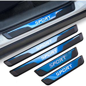 4Pcs Stainless Steel Door Sill Protector, Car Door Sills Threshold Protection Trim Sport, Door Entry Guards Door sill Scuff Plate (Blue)