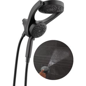 Delta 5-Setting HydroRain 2-in-1 Dual Shower Head with ProClean Spray, Matte Black High Pressure Shower Head with Handheld Spray, 1.75 GPM Flow Rate, Matte Black 75419BL
