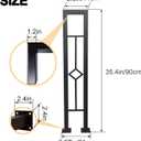 2Pcs 35.4in U-Shaped Stair Handrail, Matte Black Hand Rail with Rhombus Pattern, Wrought Iron Outdoor Stair Railing for Porches, Decks, Fences, Black