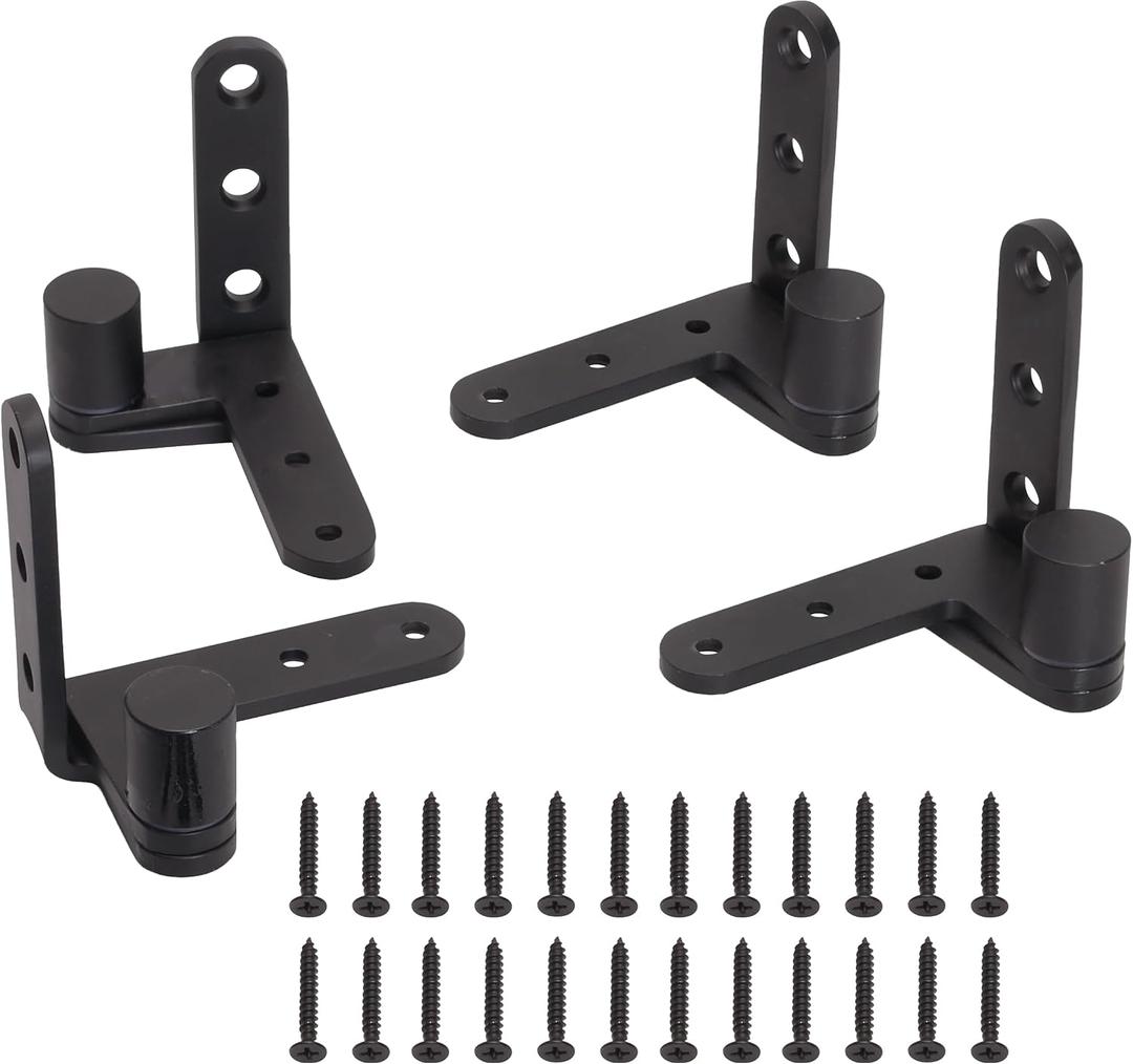 4 Pack Black Door Pivot Hinges Heavy Duty, 270 Degree Rotating Pivot Hinge, for Max 176lbs, for Wood Door, Cupboard/Swinging/Cafe/Saloon Door, Fence Gate Hinge, 201 Stainless Steel Pivot Hinge
