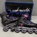 2PM SPORTS Vinal Girls Adjustable Flashing Inline Skates, All Wheels Light Up, Fun Illuminating Skates for Kids Men Adult Women and Boys (X-Large - Adult (9.5W-12W/8.5M-10.5M), Violet & Magenta)