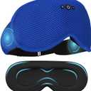 Sleep Mask with Bluetooth Headphones, Removable 3D Contoured Cup, Wireless Eye Mask for Sleep, Sleeping Headphones with Thin Stereo Speakers for Men, Women, Travel, Relaxation - Blue