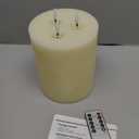 3 Wick Extra Large Flameless Candles, 6"x8" Flat Battery Operated Candles with Remote, Real Wax Led Candle with 3D Flickering Flame, Fake Candles for Home Decor (Ivory)