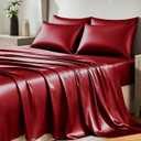 CozyLux Satin Sheets King Size Sheet Set - Silky Soft Bedding Similar to Silk, 6 Piece Sheets for Hair and Skin, Deep Pocket with All-Around Elastic, Home Decor for Bedroom, Burgundy