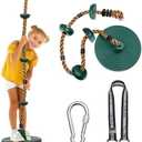 DECORLIFE Tree Swing for Kids, Adjustable Rope Swing Disc Swing for Outside with Platform Carabiners and Strap Outdoor, Playground Accessories, Green