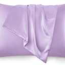 Love's cabin Satin Pillowcase Set of 2 Standard Size 20x26, Cooling Pillow Covers for Hair and Skin, Silky Smooth with Envelope Closure, Similar to Silk, Light Purple