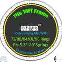 Bzzter Replacement Trampoline Mat,Mat Diameter:12.56ft/ 150.8 Inch with 72 Rings，Fits 14ft Round Frame, Fits 5.3"-5.7" Spring,10 Rows of Stitching for Longer Lasting s,Not Include Spring & Frame, Fits 14FT Steel Frame, 72 V-Rings/(12.56ft | 150.8" )Diameter/Fits 5.3"-5.7"Spring