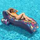 2-in-1 Pool Floats, Inflatable Pool Floats Adult Lounge Chair with Cup Holder Tanning Pool Float, Heavy Duty Water Float Raft for Pool Floating with Pillow, Hawaii Style