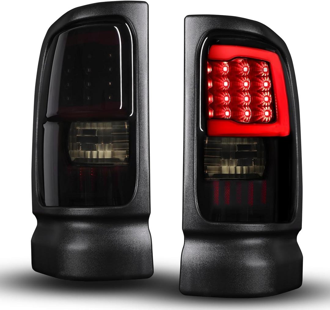 MAYELLO Black LED Tube Tail Lights Fit for 19942001 Dodge Ram 1500 & 19942002 Ram 2500 3500, Upgraded Blackout Rear Lamps