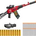 Shell Ejecting Shotgun Foam Blasters Realistic Pellet Soft Bullet Toy Gun Dart Sniper with Scope Rifle Fake Gun Shooting Game for Boys, Girls, Kids, and Adults Birthday Gift Age8-12 (A47-red)
