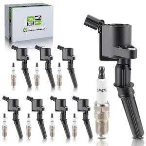 partszen DG508 Ignition Coil Pcak SP479 Spark Plug Fit for Ford F150 F250 F350 E150 E250 E350 Econoline Excursion Expedition for Lincoln Navigator 5.4L V8 DG457 DG472 DG491 (Set of 8)