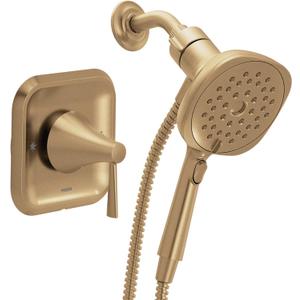 Moen Ronan Bronzed Gold Single-Handle Modern Shower Faucet with Square Handheld Rain Shower Spray Head Featuring Magnetix, Valve Included, 82023BZG