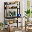 Aquzee 40 Inch Desk with Hutch, Computer Desk with Shelves