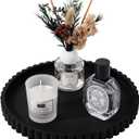 Round Bathroom Tray Silicone Kitchen Counter Decor Vanity Organizer Decorative Coffee Table Tray for Perfume, Candle, Soap Dish, 9 Inch, Black
