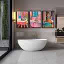 Funky Bathroom Animal Wall Art set of 3, Tiger Leopard Zebra in Bathtub pictures Wall Decor, Pink Kitsch Aesthetic Animal Eclectic Posters Print Artwork for Restroom Bathroom (L16''W24'')