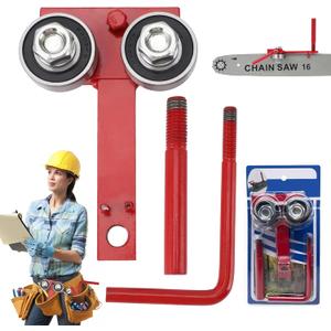 Chainsaw Bar Rail Closer Tool, Cast Iron Steel Chainsaw Bar Rail Tightening Repair Tool, Adjustable Chainsaw Accessories for Chain Grinding, Fits Different Gauge Accessories Bars(Red)