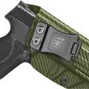 S&W M&P 2.0 9mm Holster 4/4.25 inch Compact/Full Size IWB Kydex Holster Fit: Smith & Wesson M&P M2.0 4/4.25 inch 9mm/.40 Pistol  Inside Waistband Concealed Carry  Adj. Cant & 'Posi-Click' Retention (Left Hand Draw, IWB | OD Green Carbon Fiber)