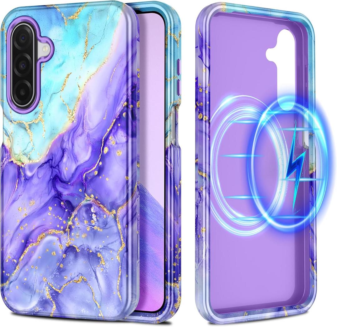 Casetego for Galaxy A17 5G Case,Compatible with MagSafe,[Military Grade Drop Test] Full Body Protection Slim Shockproof Rugged Marble Women Case for Samsung Galaxy A17 5G 6.7 inch,Cobalt Violet