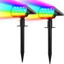 WELALO Solar Color Changing Spot Lights Outdoor, Waterproof Solar Halloween Lights, 7 Modes Multicolor RGB Landscape Spotlight for Garden Yard Driveway Lawn Patio Pathway Christmas Decorations 2 Pack