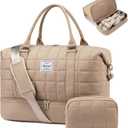 LOVEVOOK Large Duffle Bag for Travel, Puffer Weekend Bags for Women Travel Tote, Carry on Duffel Bag for Airplanes, 18 Inch Personal Item Bag Gym Bag Women, Coffee