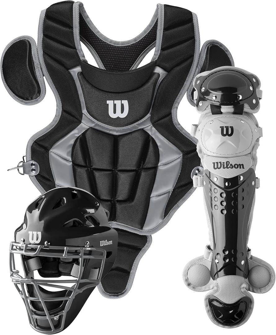 WILSON C200 Youth 3-Piece Catcher's Gear Set (Black)