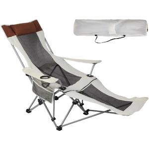 Folding Recliner Adjustable Backrest Portable Camping Chair for Outdoor/Home/Patio/Beach/Camping Oversized Weight Capacity 530 lbs.