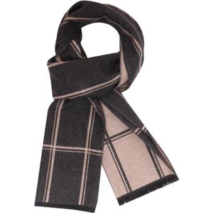 Avxdbr Mens Winter Scarf Feel Soft Warm Long Striped Tassel Scarf Classic Winter Neck Wrap Valentines Gift for Men Gray Khaki