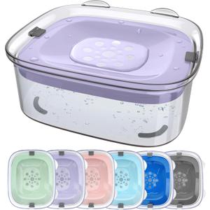 AONKEY 3L Dog Water Bowl No Spill, 101oz Large Spill Proof Dog Bowl Reduce Refill, Anti Splash No Mess Dispenser Dripless Slow Drinking Water Bowl for Sloppy Messy Drinkers (Violet)
