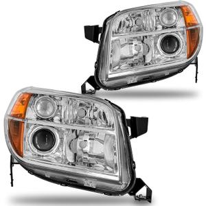 Headlights Assembly for 2006 2007 2008 Honda Pilot Compatible with 06 07 08 Pilot Chrome Housing Amber Reflector Passenger and Driver Side