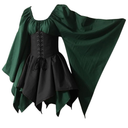 Xplanet Women's Medieval Renaissance Dress Fairy Elf Irish Victorian Gothic Vintage Costume Cosplay Lace Up Corset Dress M