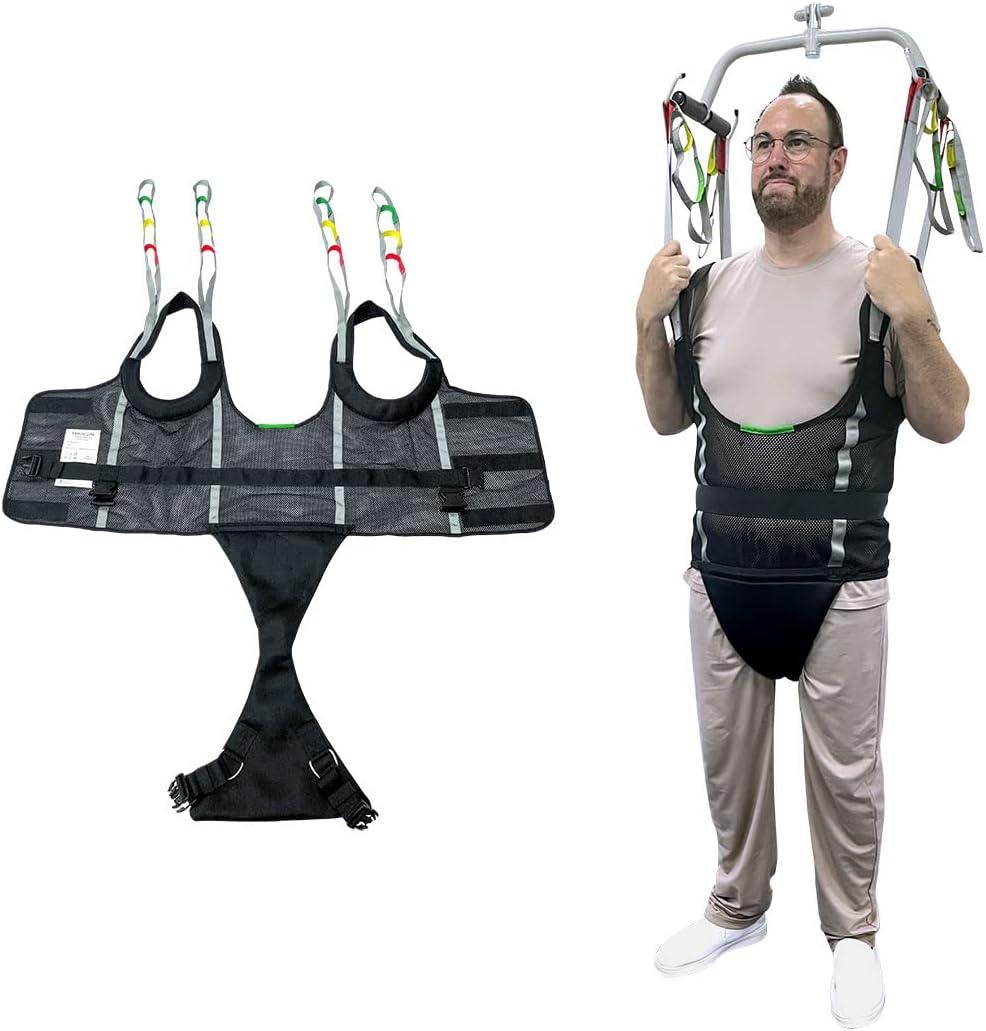 Comfort Padded Patient Lift Walking Sling,Portable Standing Harness to People/Handicap for Ambulating Support Training,500 lbs Safety Loading-Large Size (Black-1-L)