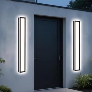MELUCEE 2 Pack 32 inch Outdoor Wall Light for Porch 5 Color Dimmable | Modern LED Long Wall Lights Fixture,Exterior Linear Lighting Wall Mount for House Patio Garage,IP65 Waterproof,3000K-6000K
