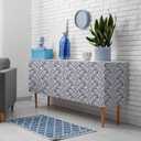 Blue Leaf Wallpaper Peel and Stick Boho Rustic Farmhouse Floral Foliage Wallpaper Removable Botanical Leaf Contact Paper for Bedroom Living Room Cabinet 12"x118" Decorative Wall Paper