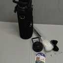 40 oz Insulated Water Bottle with Straw (Cold for 48 Hrs), Stainless Steel Triple Wall Vacuum Sports Water Jug, Leakproof Hydro Cup Flask with Paracord Handle & Straw Spout Lids & DIY Stickers (Black)