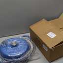 3 Quart Enameled Cast Iron Braiser, Non Stick Enameled Cast Iron Skillet with Lid, Dutch Oven Skillet with lid up to 500°F for Oven, Stove, Grill, Shallow Dutch Oven for Cook, Bake (Blue)