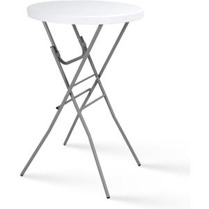 28in Cocktail Table White High Top Folding, Round Portable Bar Height Folding Table with Removable Legs, Indoor Outdoor Banquet for Parties, Commercial, Speech, School (2843 in)