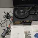 Vinyl Record Player Bluetooth Turntable 3-Speed Suitcase Portable Vintage Belt-Driven Record Player with Built-in Speakers RCA Line Out AUX in Headphone Jack LP Recording to Convert Records to MP3