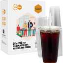 Turbo Bee 200 Sets 24 OZ Clear Plastic Cups with Lids and Straws, Disposable To Go Iced coffee cups with lids for Cold Drinks, Smoothie, and Slushie